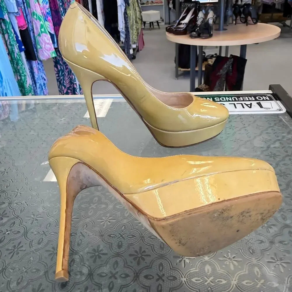 Jimmy Choo Yellow Patent Leather Pumps Sz 36.5 US 6